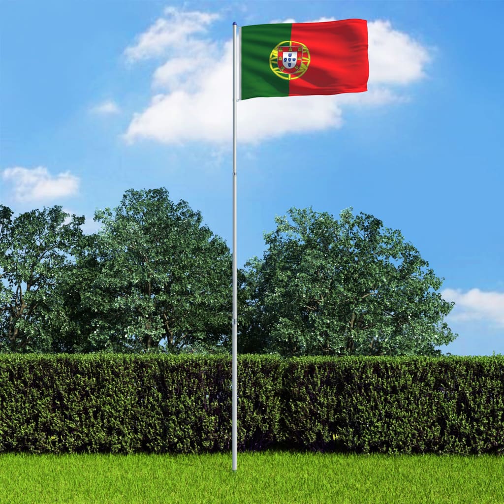 vidaXL Portugisisk flagg og stang aluminium 6 m