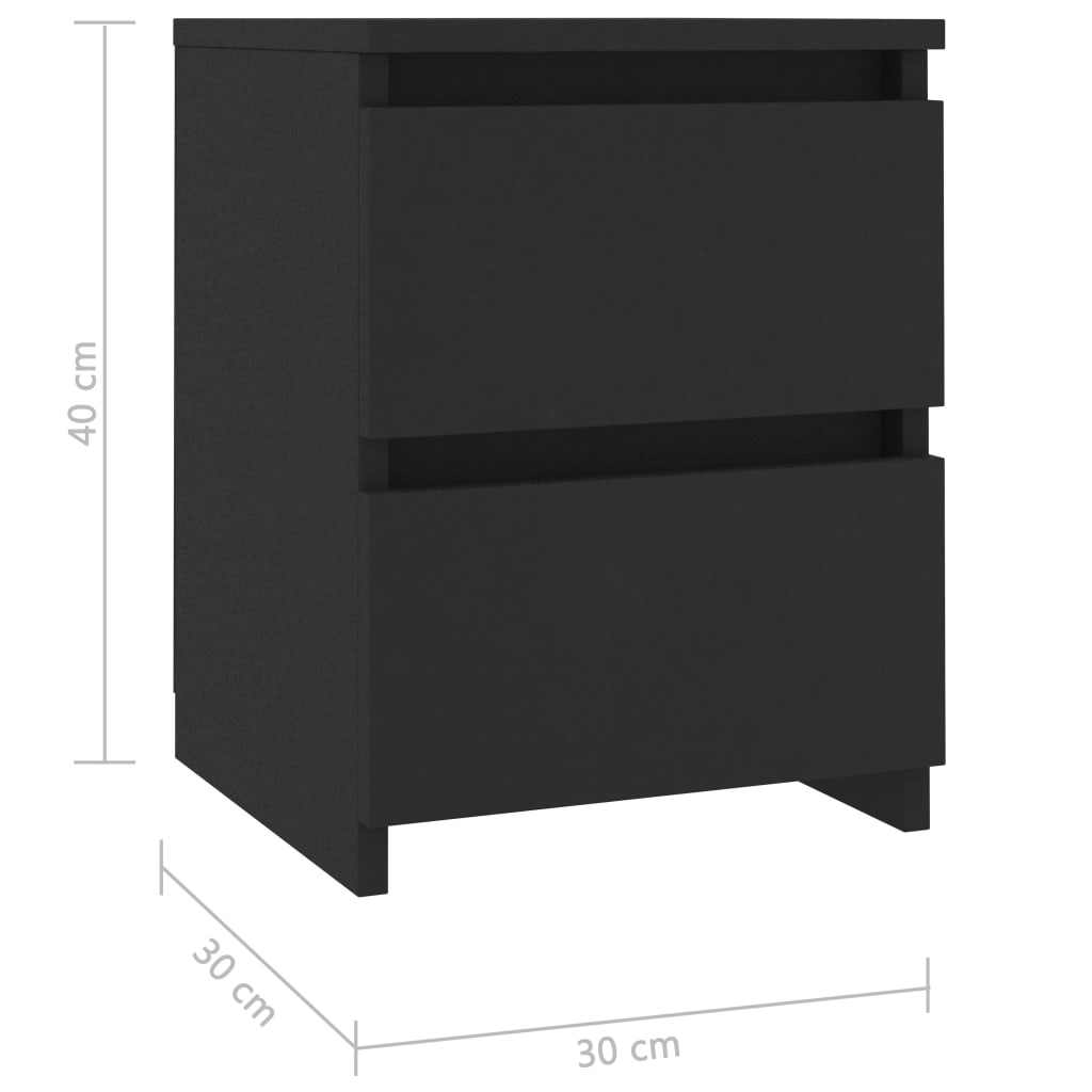 vidaXL Nattbord 2 stk svart 30x30x40 cm sponplate
