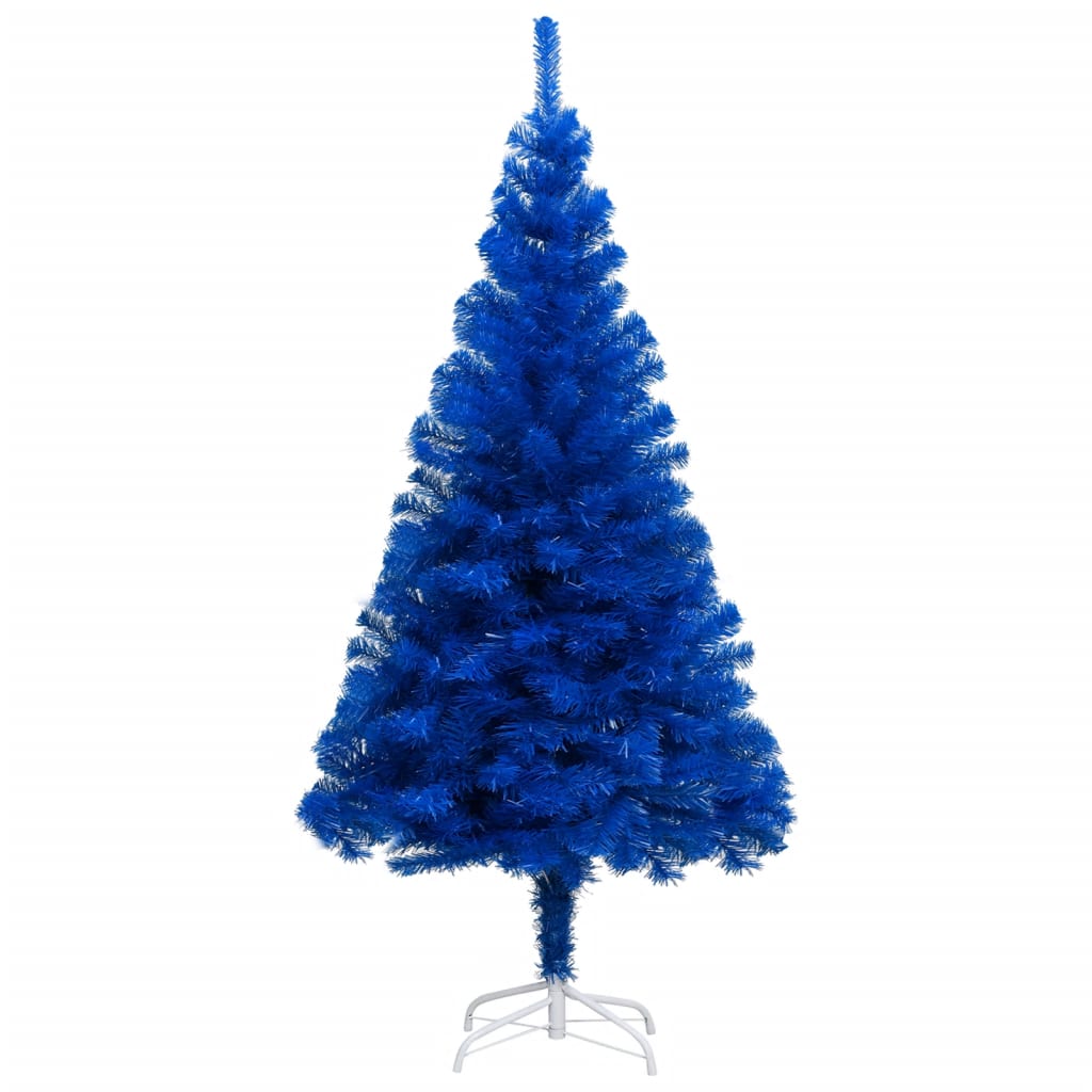 vidaXL Forhåndsbelyst kunstig juletre med kulesett blå 120 cm PVC