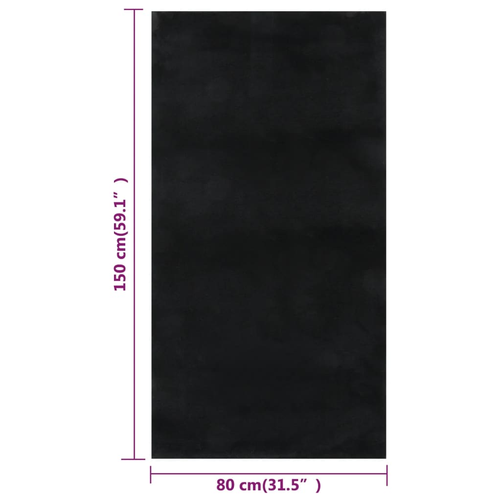 vidaXL Vaskbart teppe mykt shaggy 80x150 cm sklisikkert svart