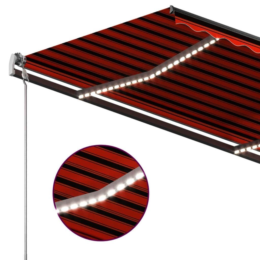 vidaXL Automatisk markise med LED og vindsensor 3x2,5m oransje og brun