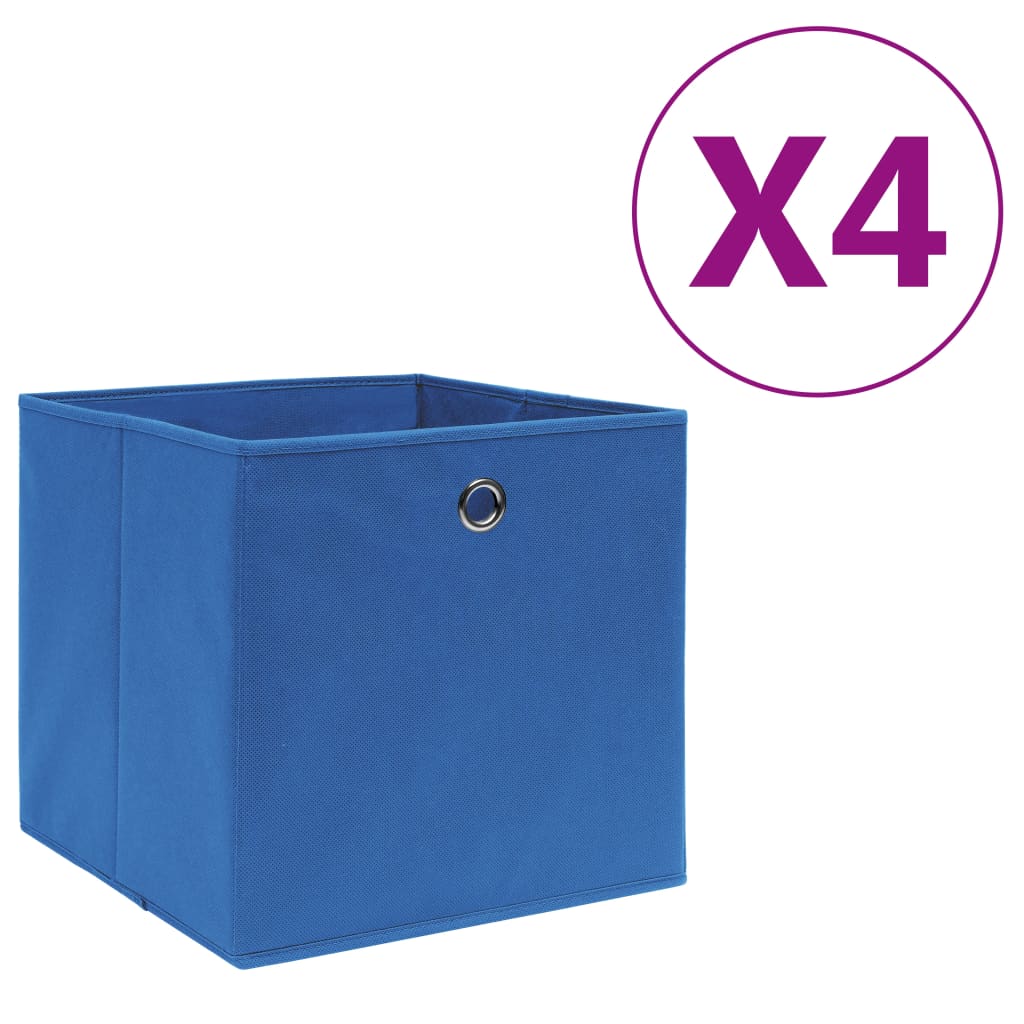 vidaXL Oppbevaringsbokser 4 stk ikke-vevet stoff 28x28x28 cm blå