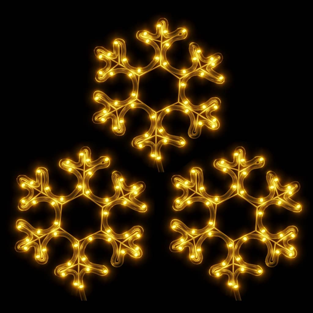 vidaXL Julesnøfnuggfigurer med LED 3 stk varmhvit 27x27 cm