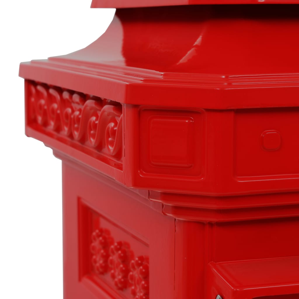 vidaXL Postkasse på søyle aluminium gammeldags rustbestandig rød