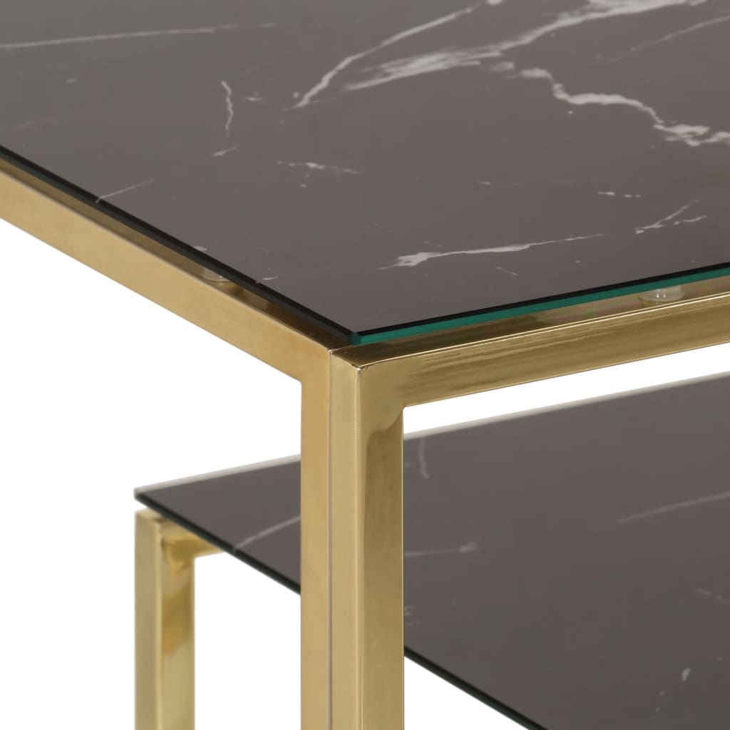 vidaXL Konsollbord gull rustfritt stål og herdet glass