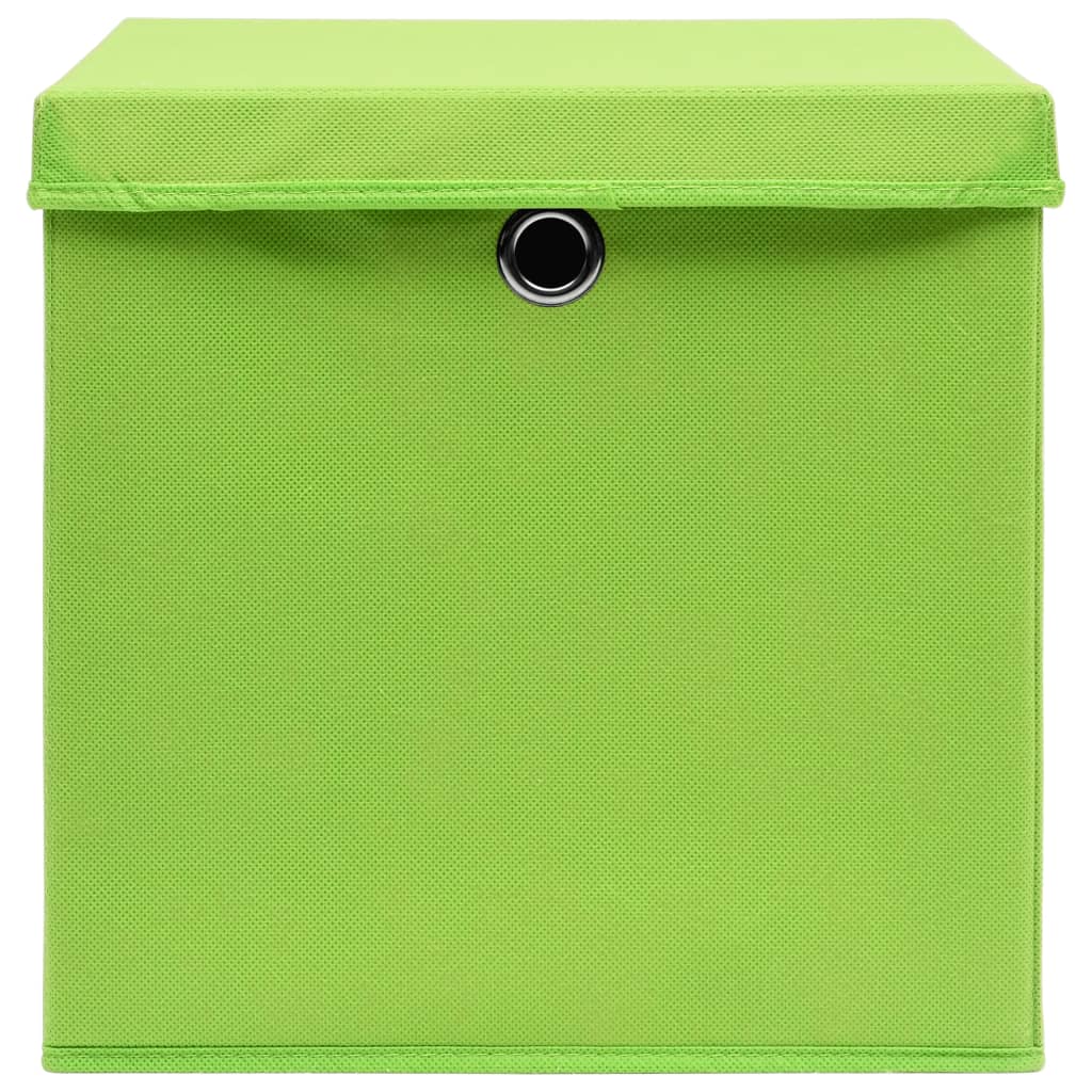vidaXL Oppbevaringsbokser med deksler 10 stk 28x28x28 cm grønn