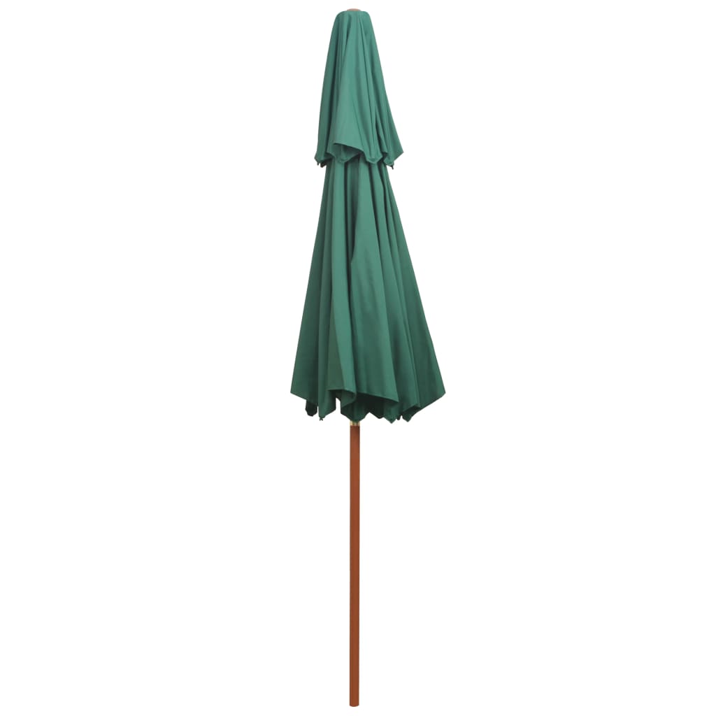 vidaXL Parasoll med lufteluke 270x270 cm trestang grønn