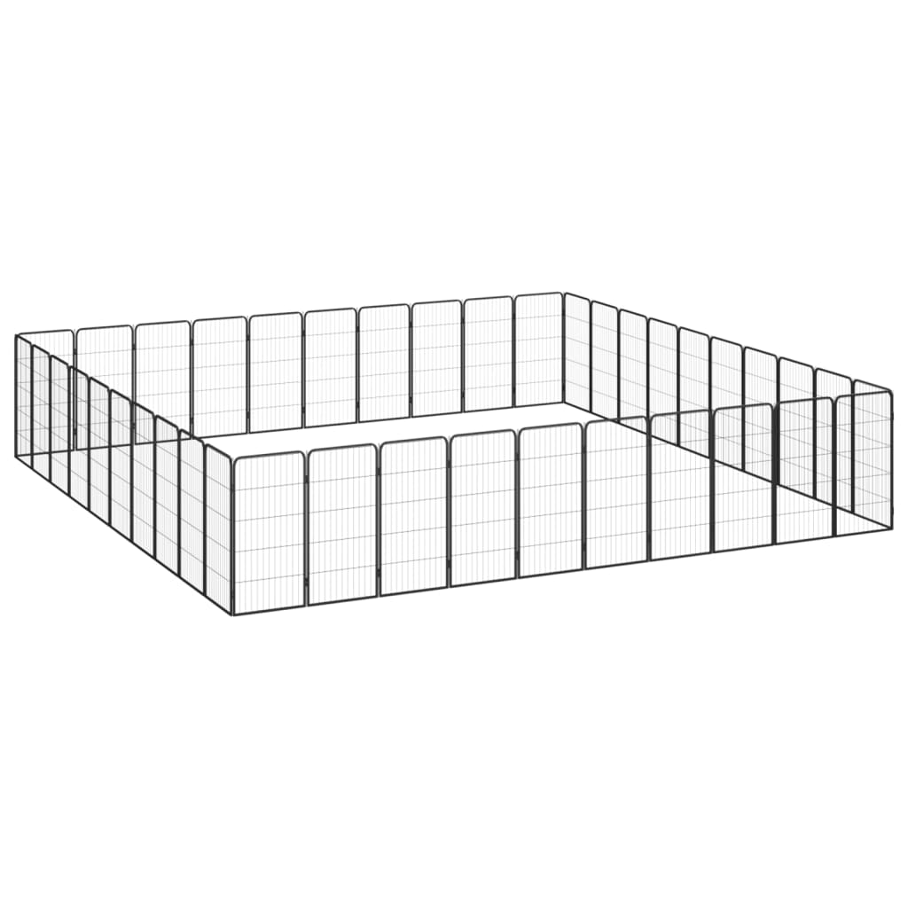 vidaXL Hundegrind med 40 paneler svart 50x100 cm pulverlakkert stål