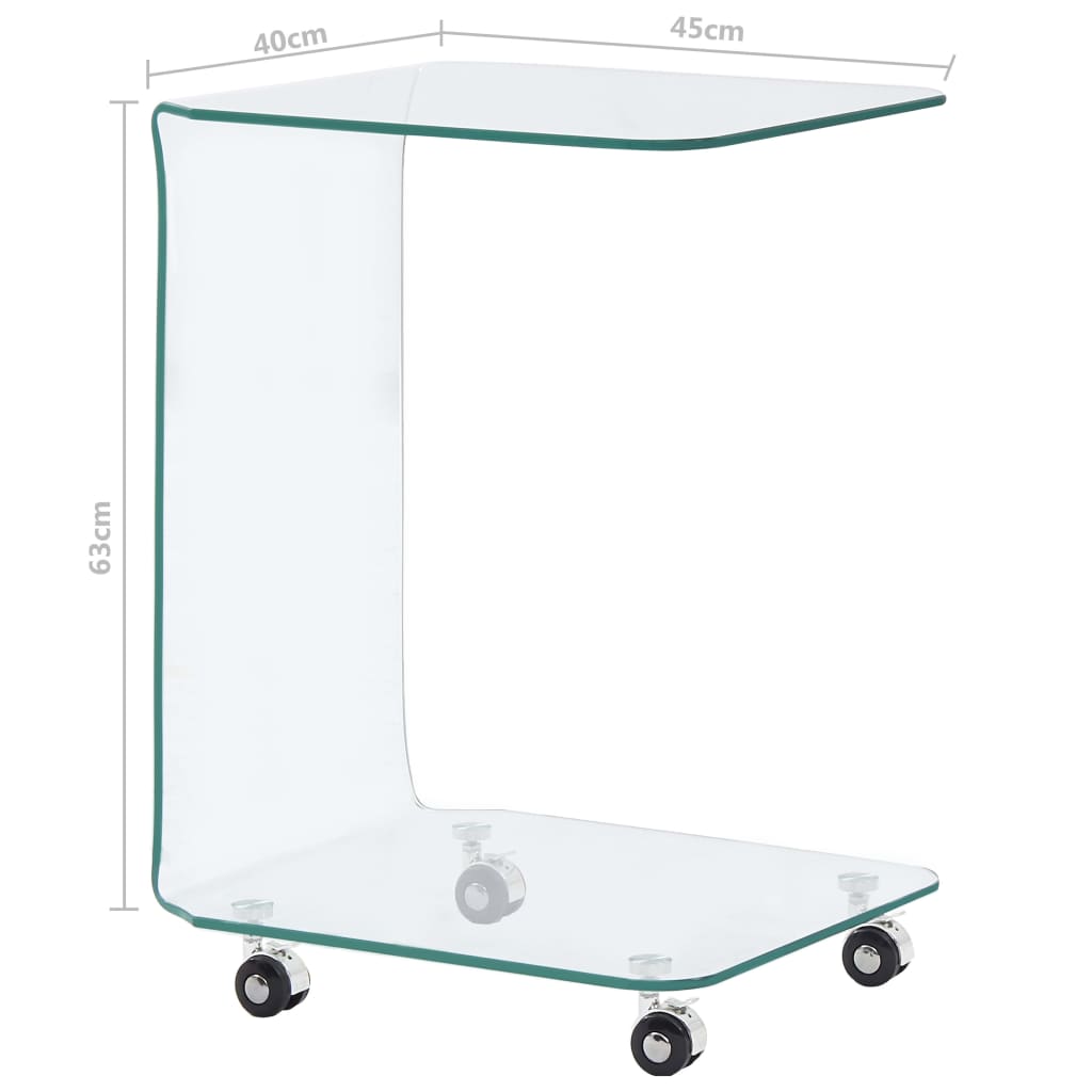 vidaXL Salongbord klart 45x40x63 cm herdet glass