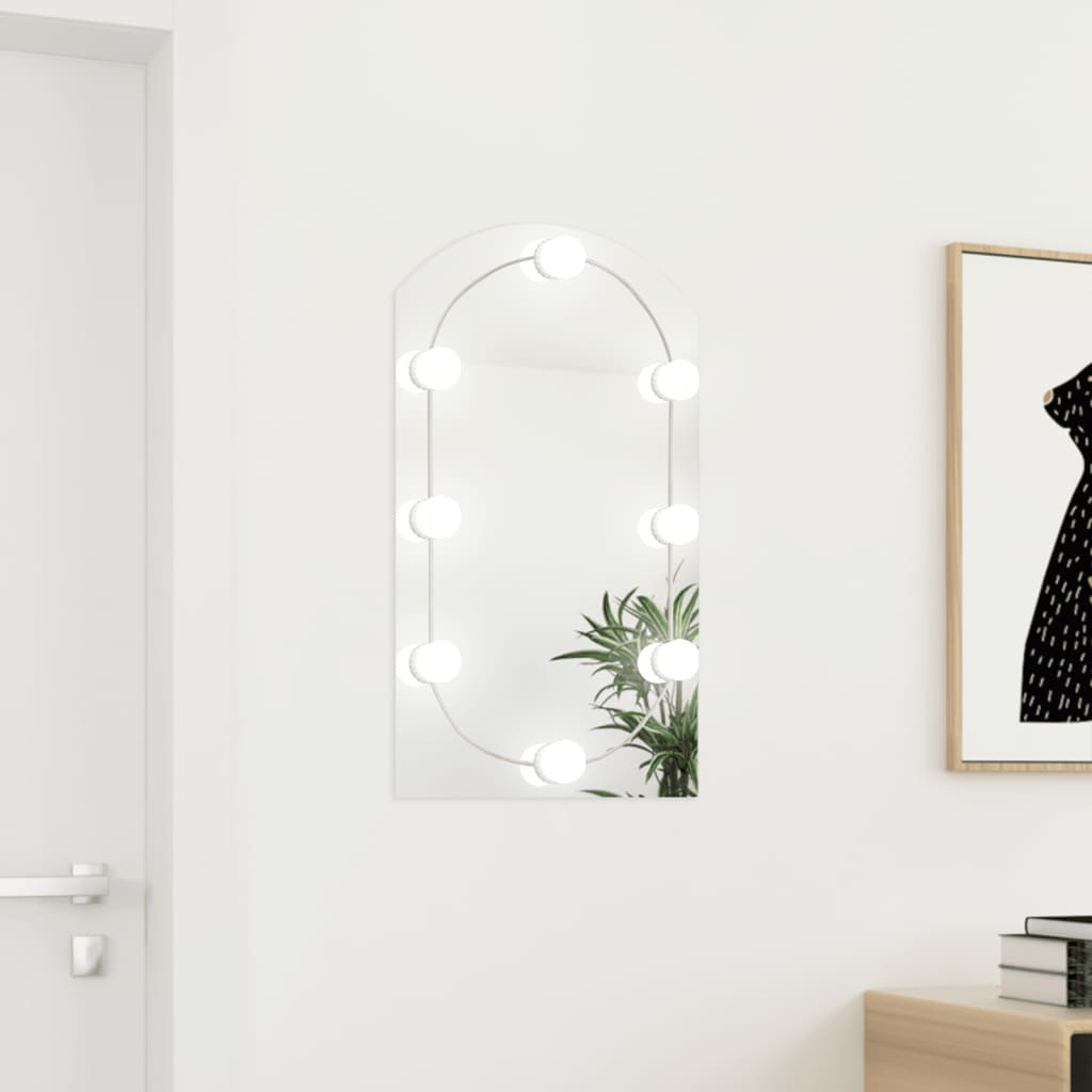 vidaXL Speil med LED-lys 70x40 cm glass oval