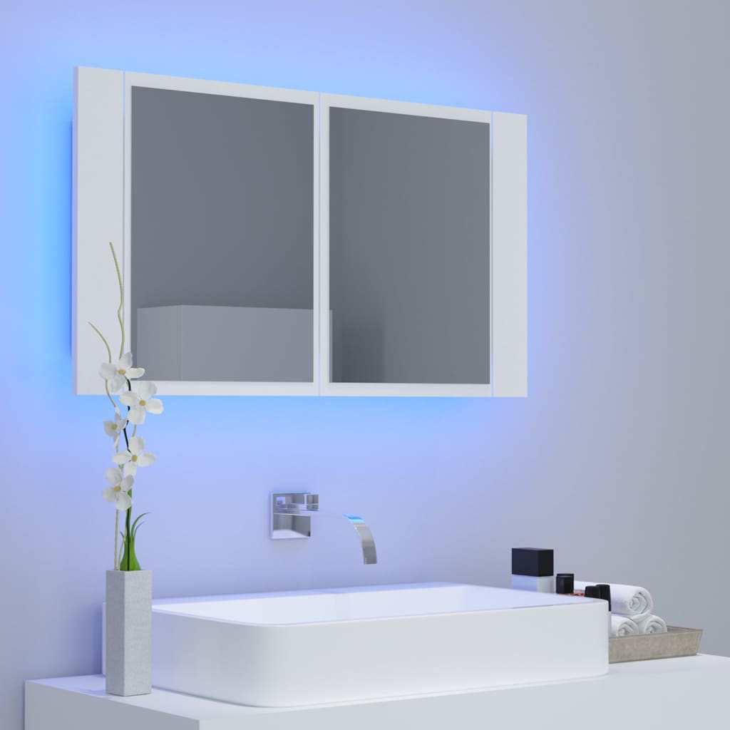 vidaXL LED-speilskap hvit 80x12x45 cm akryl