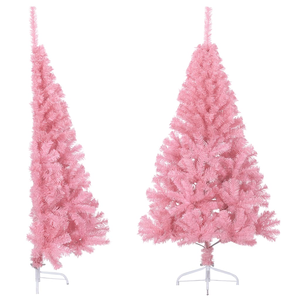 vidaXL Kunstig juletre halvt med stativ rosa 120 cm PVC