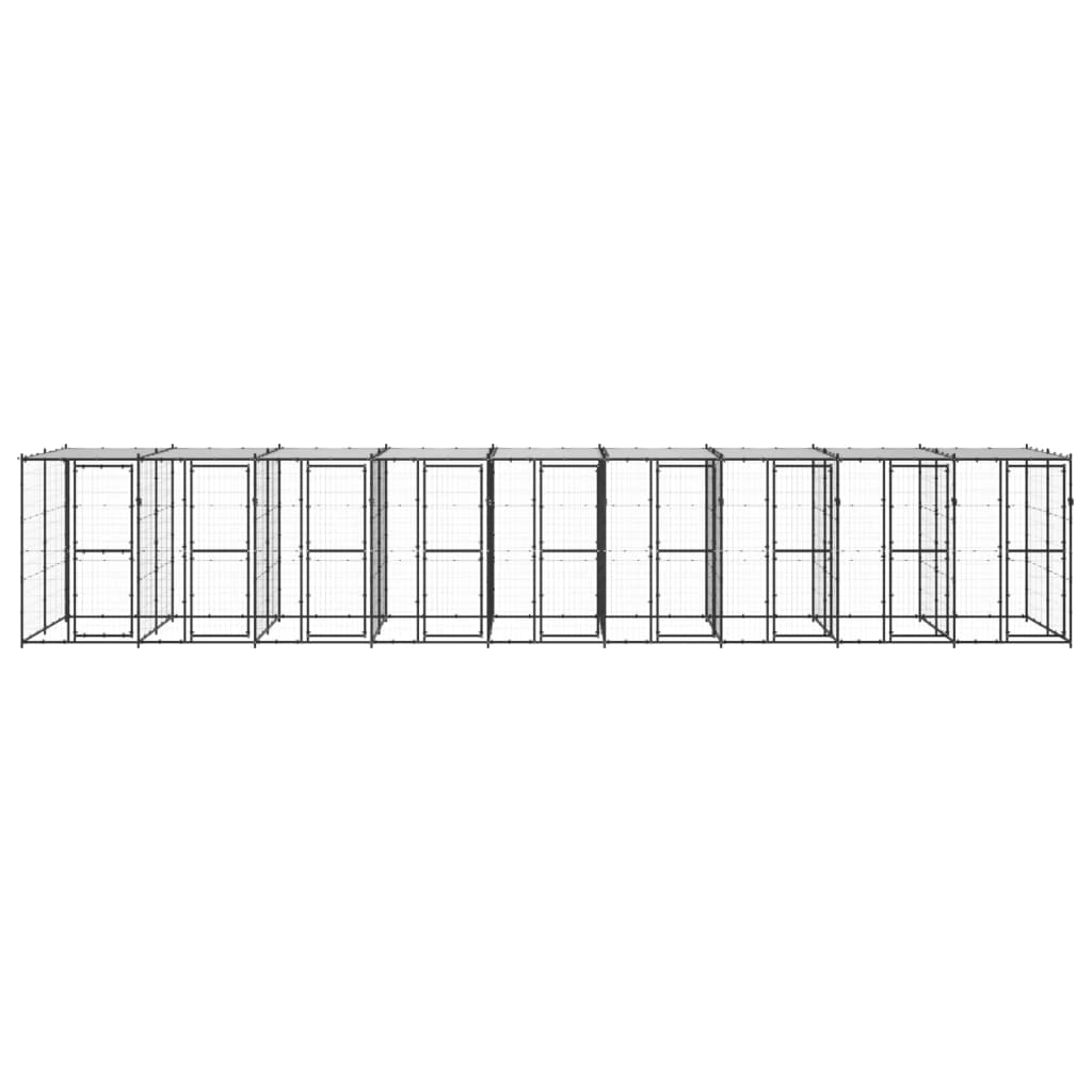 vidaXL Utendørs hundegård med tak 21,78 m² stål