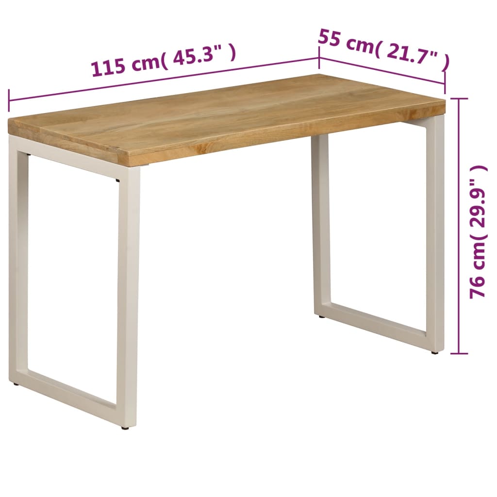 vidaXL Spisebord 115x55x76 cm heltre mango og stål