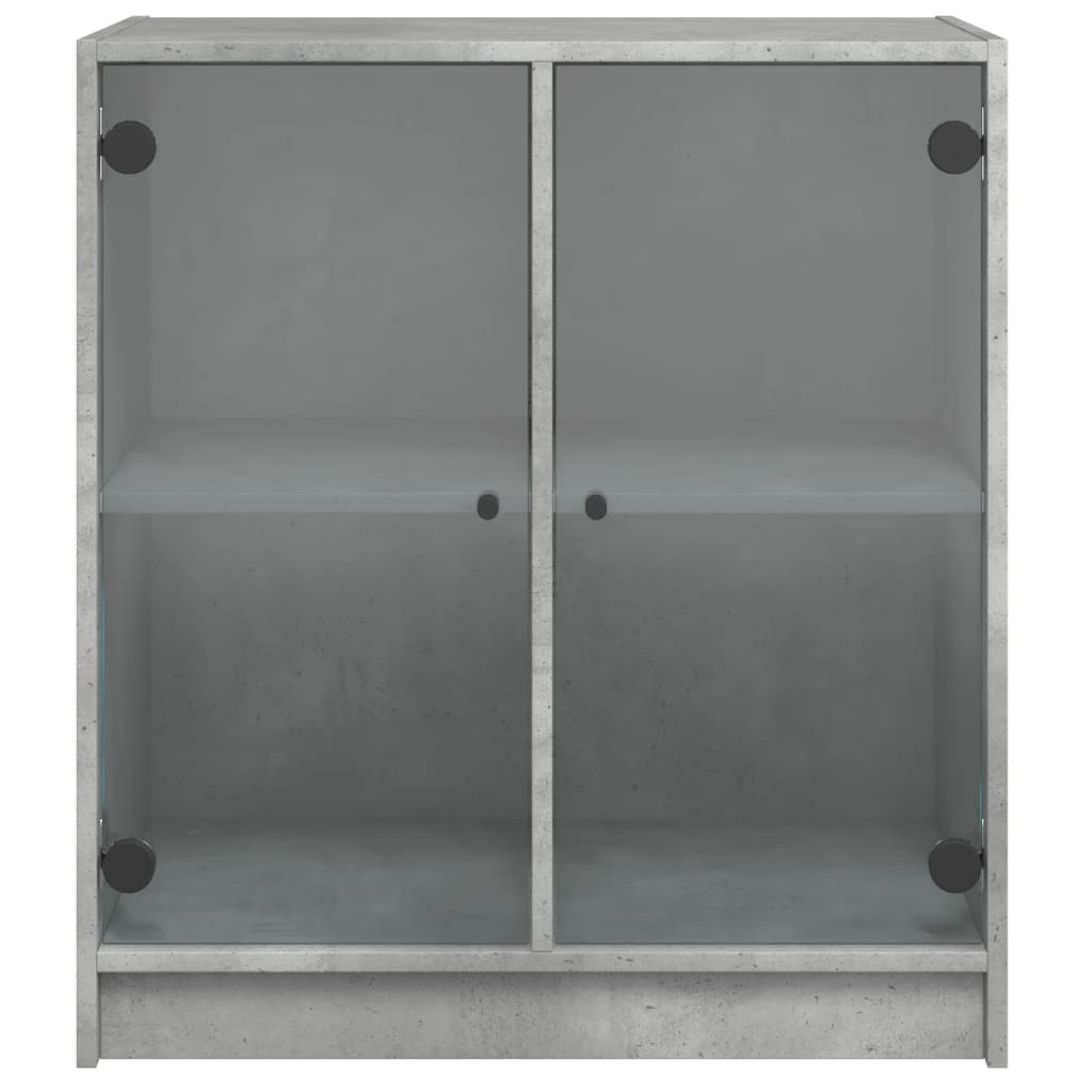 vidaXL Sideskap med glassdører betonggrå 68x37x75,5 cm