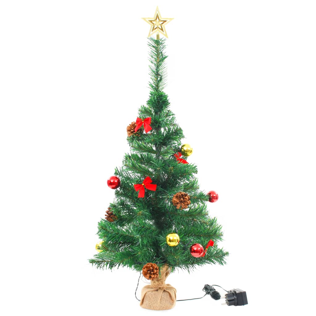 vidaXL Kunstig juletre dekorert med julekuler og LED 64 cm grønn