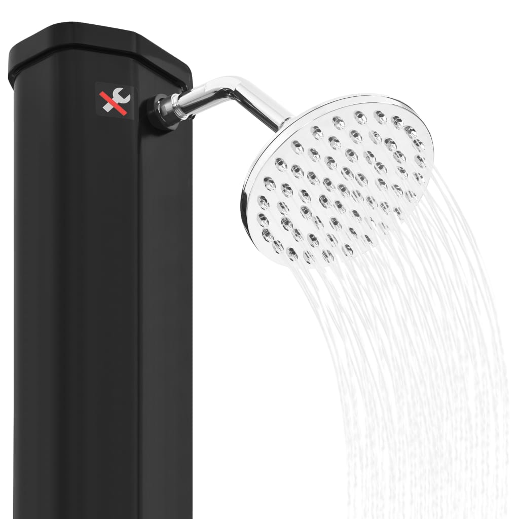 vidaXL Utendørs soldrevet dusj med dusjhode og kran 35 L svart