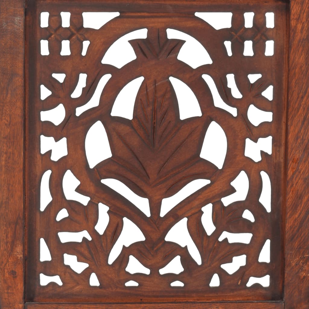 vidaXL Romdeler håndskåret 5 paneler brun 200x165 cm heltre mango