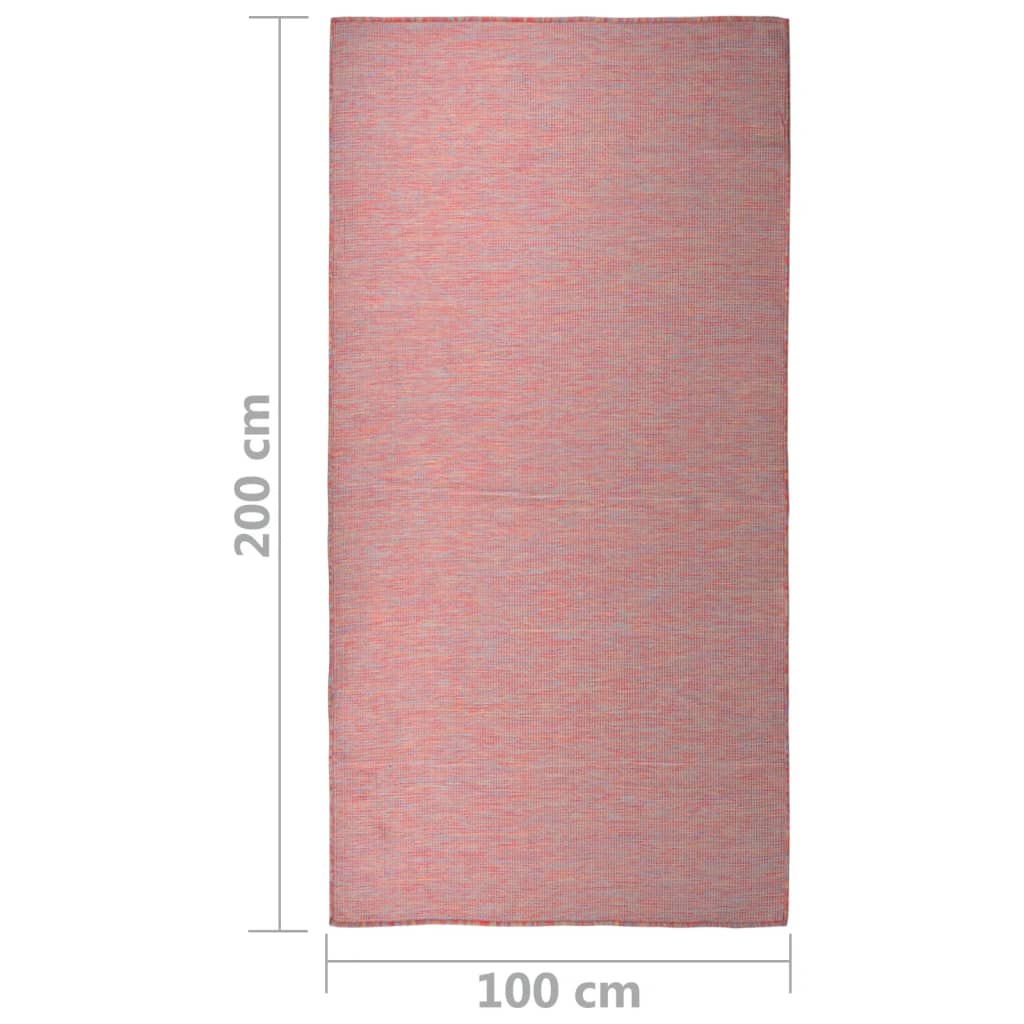 vidaXL Utendørs flatvevd teppe 100x200 cm rød