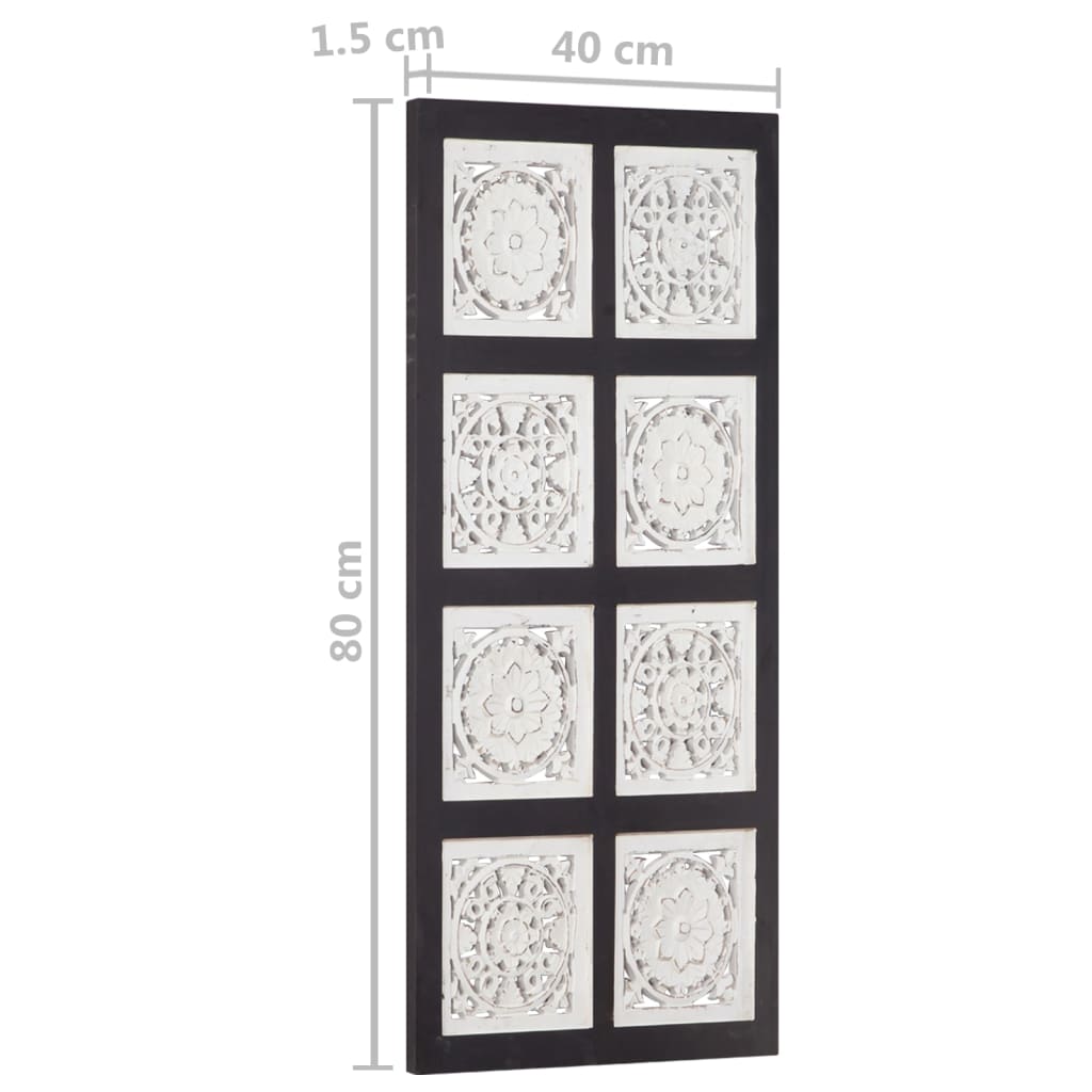 vidaXL Håndskåret veggpanel MDF 40x80x1,5 cm svart og hvit