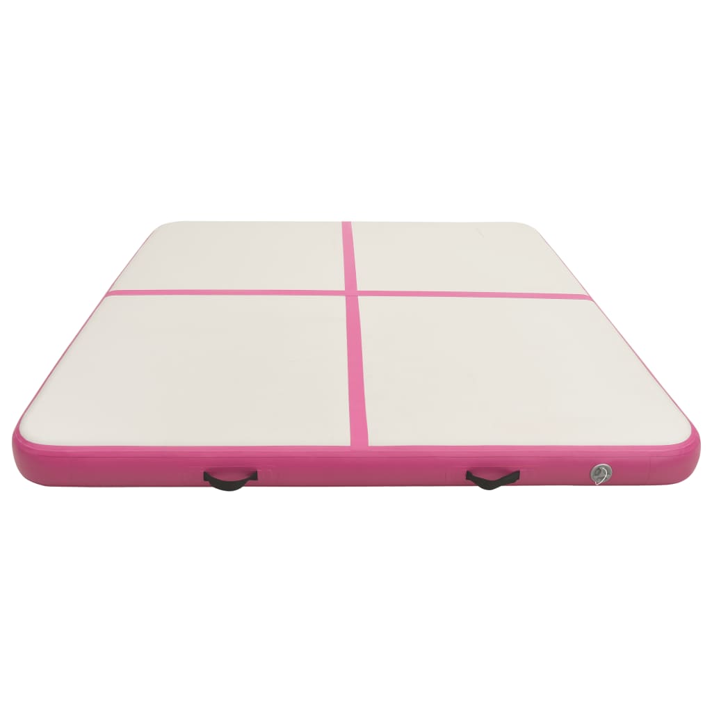 vidaXL Oppblåsbar PVC gymnastikkmatte med pumpe 200x200x15 cm rosa