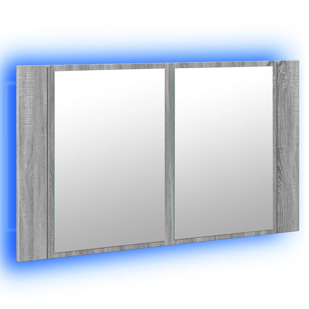 vidaXL LED-speilskap grå sonoma 80x12x45 cm akryl