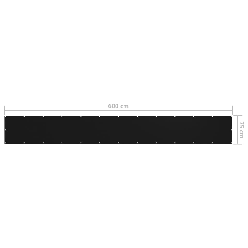 vidaXL Balkongskjerm svart 75x600 cm oxfordstoff