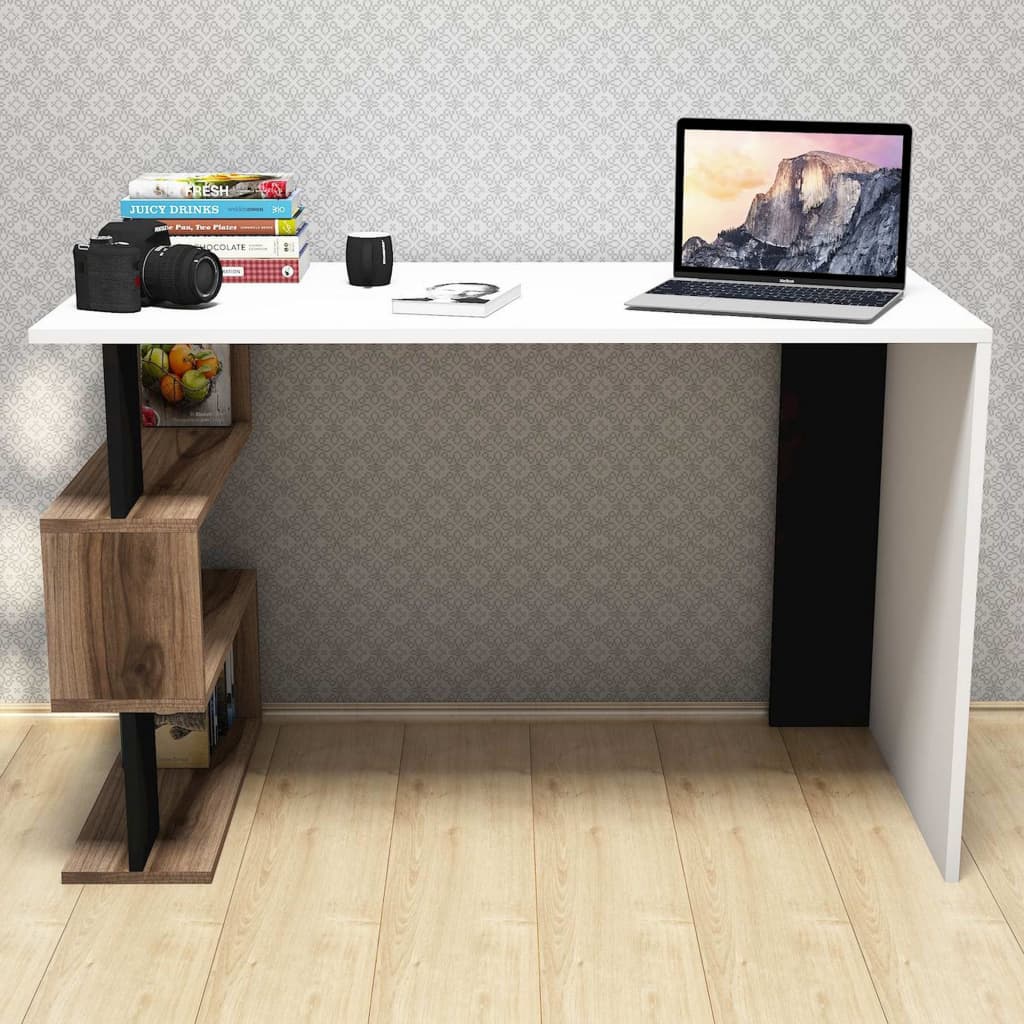 Homemania Databord Snap 120x60x75 cm hvit svart og valnøtt