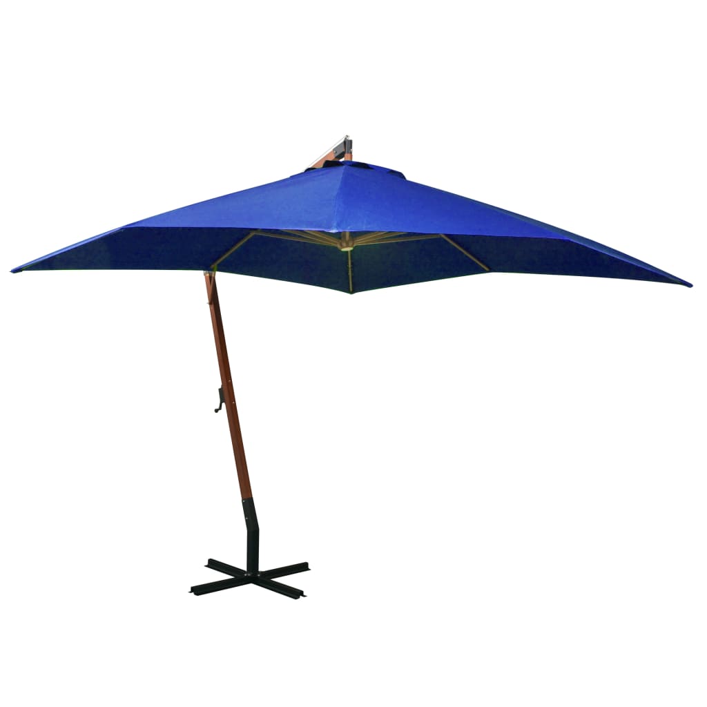 vidaXL Hengende parasoll med stolpe asurblå 3x3 m heltre gran