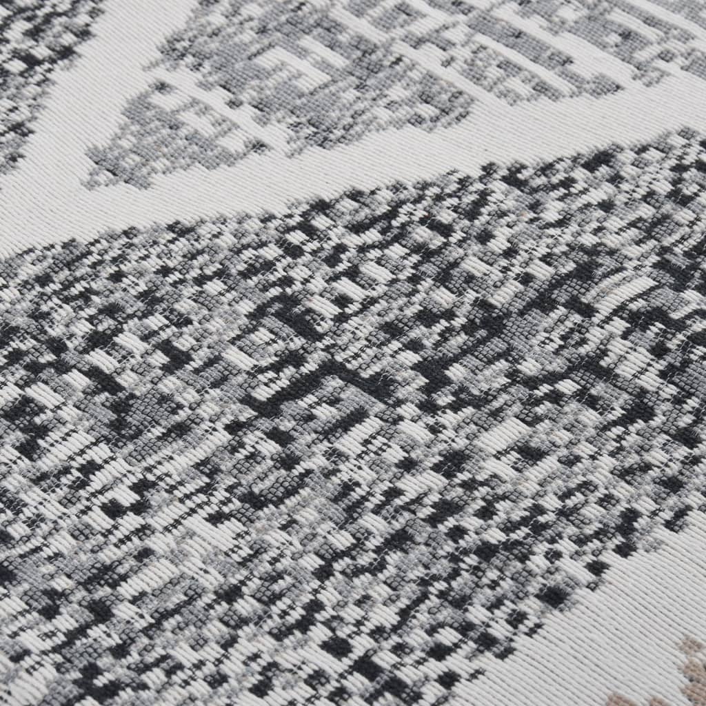 vidaXL Teppe svart og grå 120x180 cm bomull