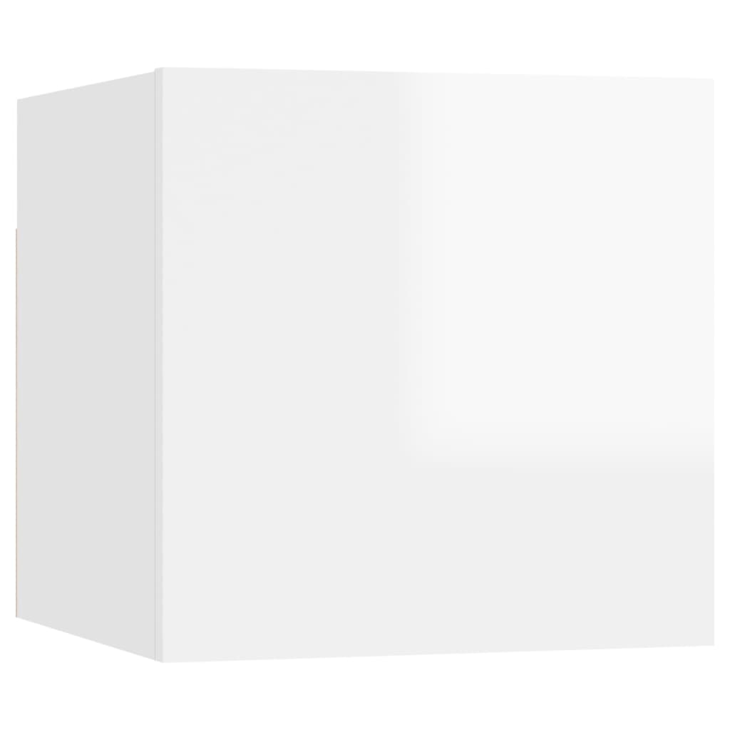 vidaXL Vegghengt TV-benk høyglans hvit 30,5x30x30 cm
