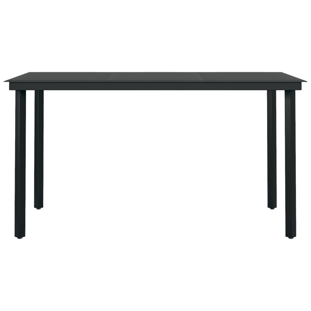 vidaXL Hagebord svart 140x70x74 cm stål og glass