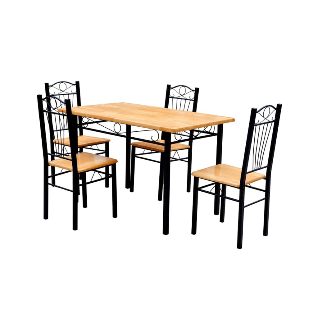 Lys brun spisebord og stoler (sett av 4)