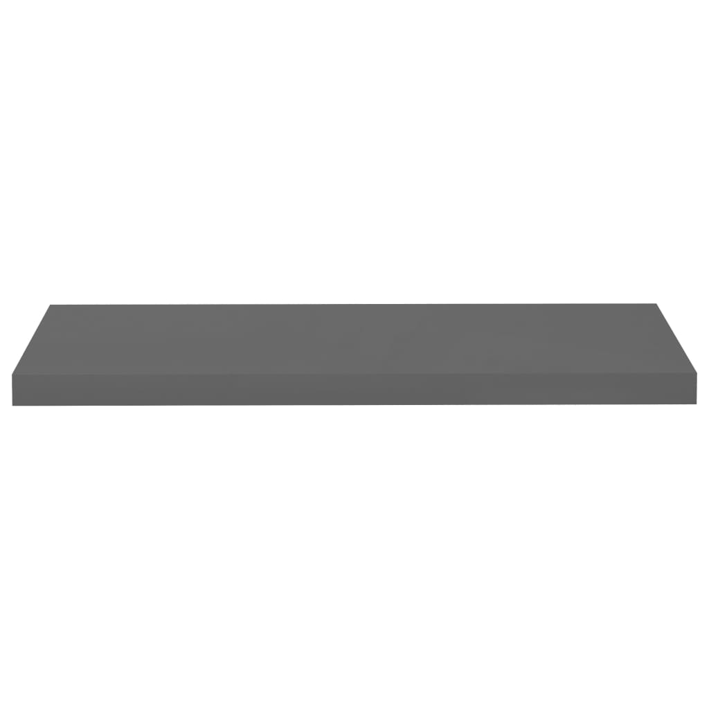 vidaXL Flytende vegghyller 2 stk høyglans grå 80x23,5x3,8 cm MDF