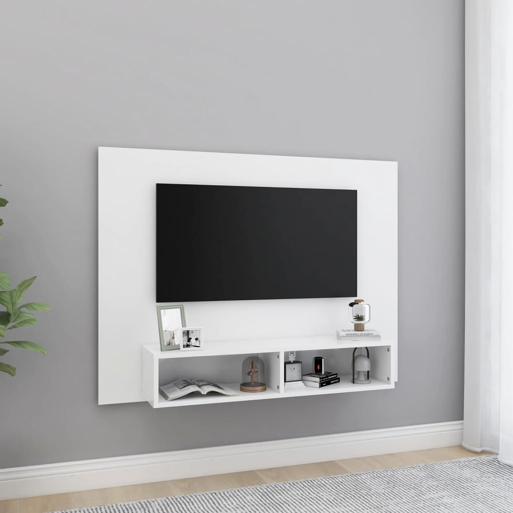 vidaXL Veggmontert TV-benk hvit 120x23,5x90 cm sponplate