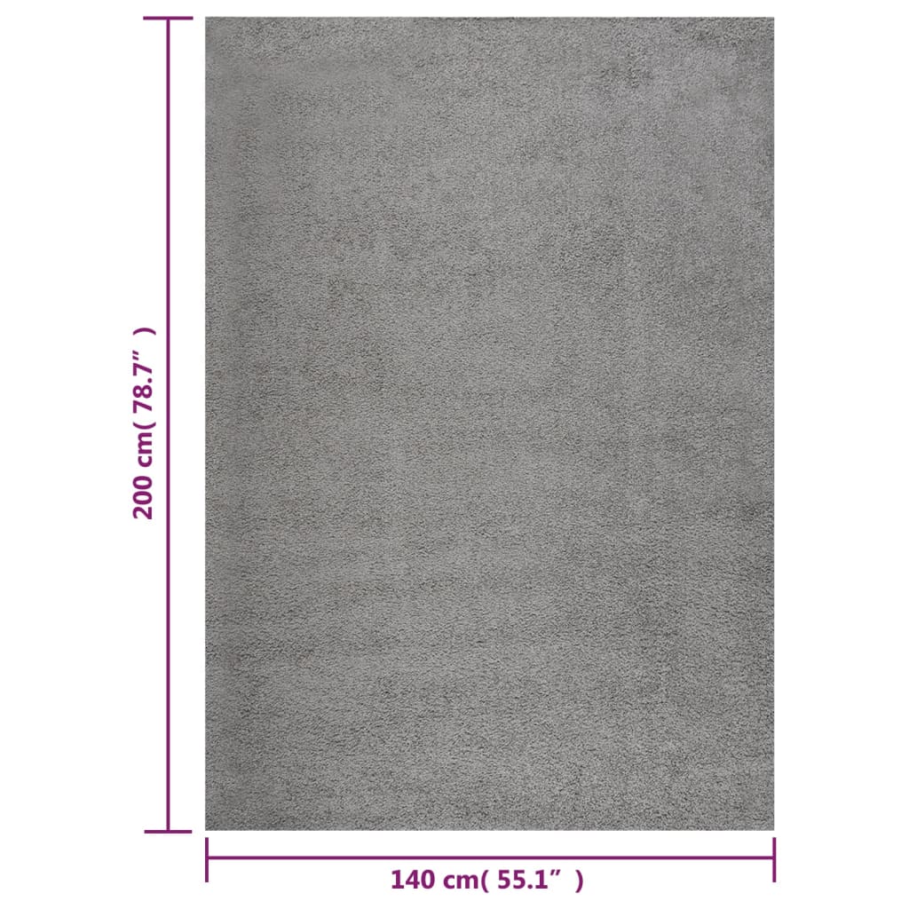vidaXL Flossteppe lang luv grå 140x200 cm