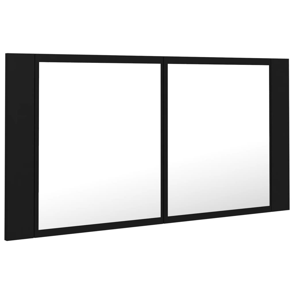 vidaXL LED-speilskap til baderom svart 90x12x45 cm