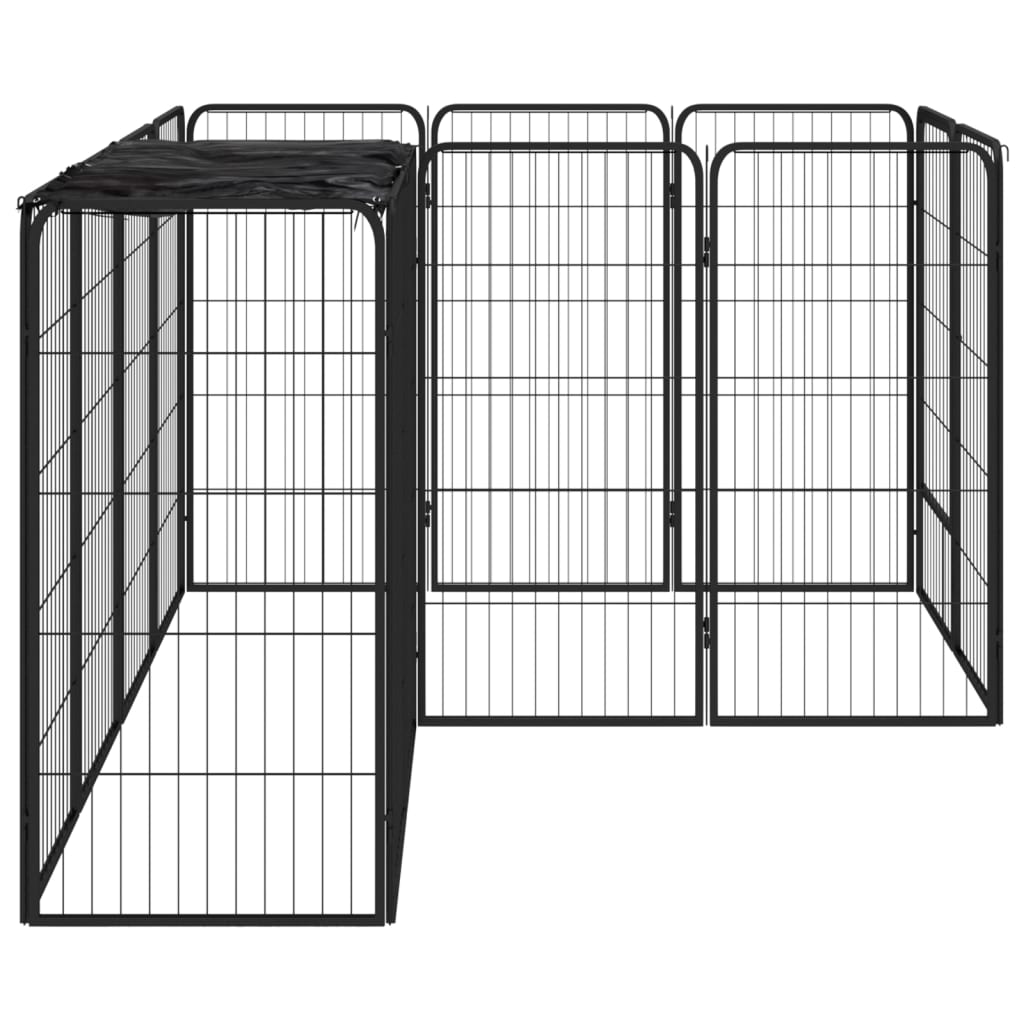 vidaXL Hundegrind med 14 paneler svart 50x100 cm pulverlakkert stål