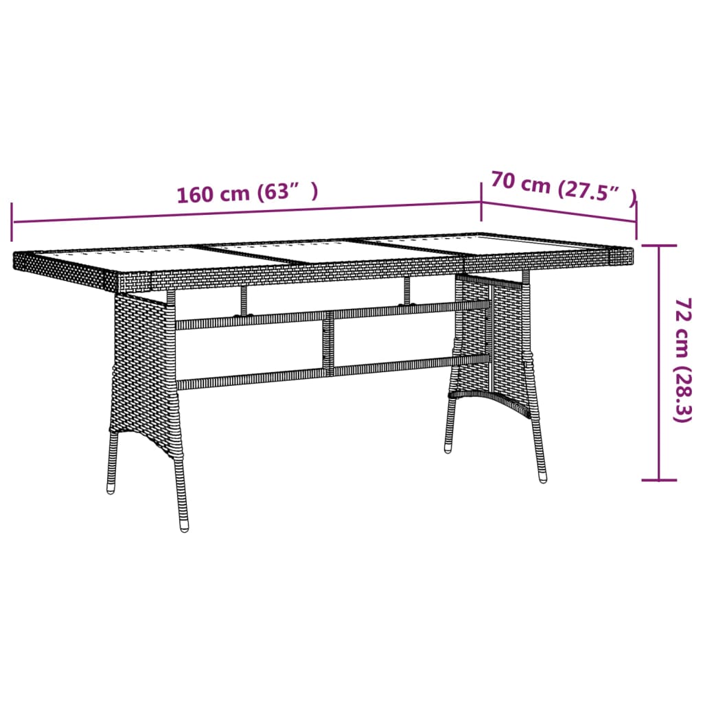 vidaXL Hagebord grå 160x70x72 cm polyrotting og heltre akasie