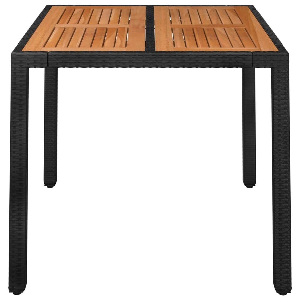 vidaXL Hagebord med treplate svart 90x90x75 cm polyrotting
