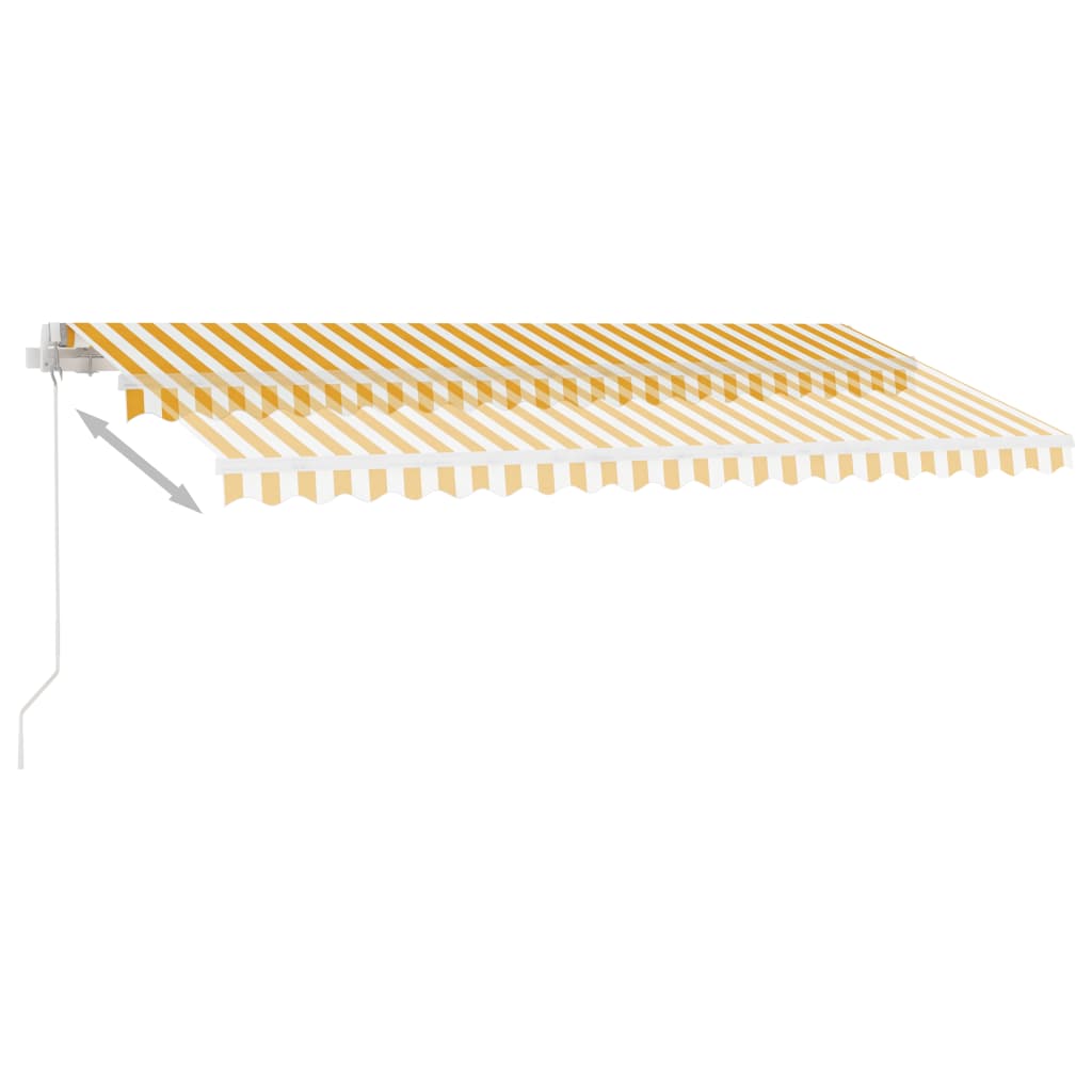 vidaXL Frittstående manuell uttrekkbar markise 400x300 cm gul/hvit