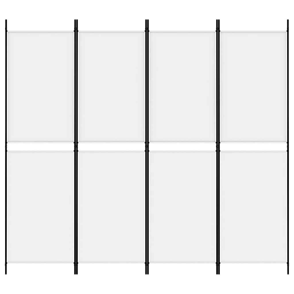 vidaXL Romdeler 4 paneler hvit 200x180 cm stoff
