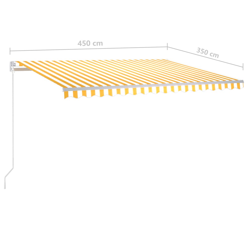 vidaXL Automatisk markise med vindsensor og LED 4,5x3,5 m gul og hvit