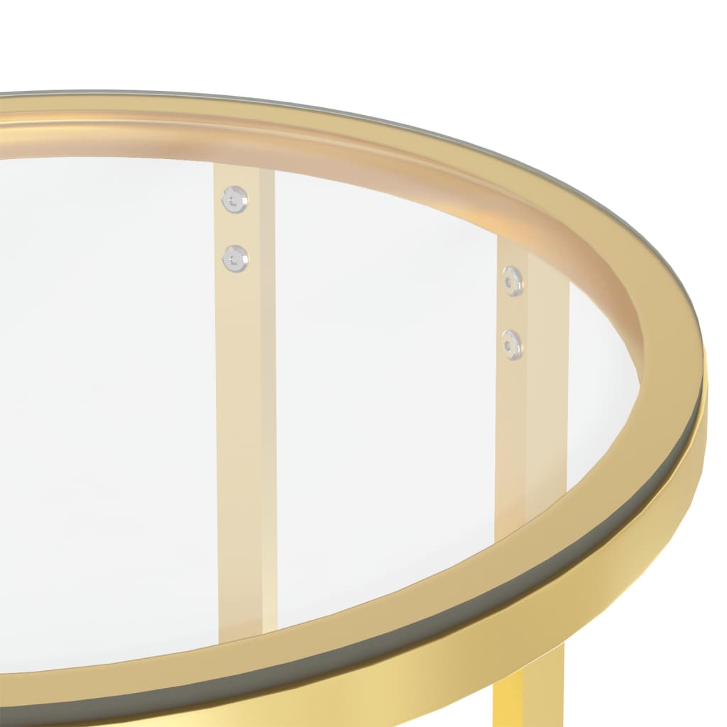 vidaXL Sidebord gull og gjennomsiktig 45 cm herdet glass