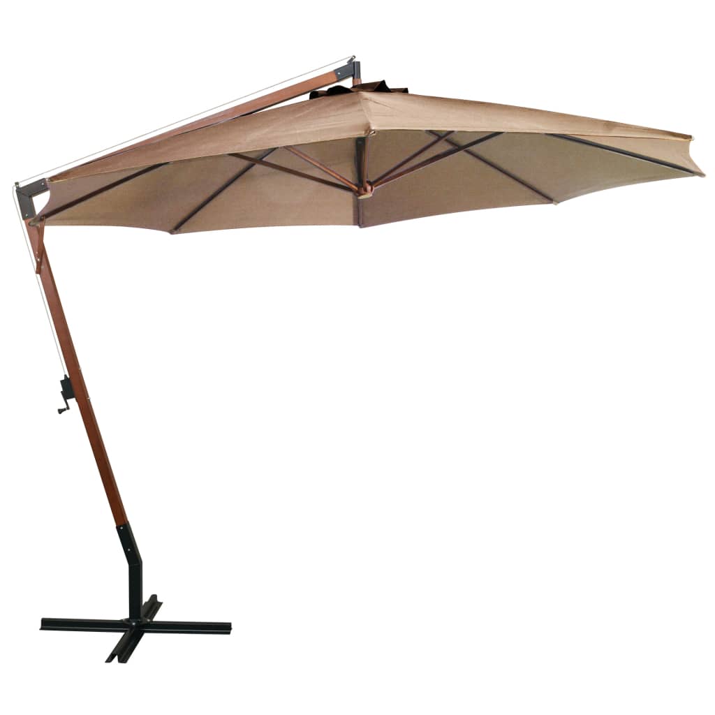 vidaXL Hengende parasoll med stolpe gråbrun 3,5x2,9 m heltre gran