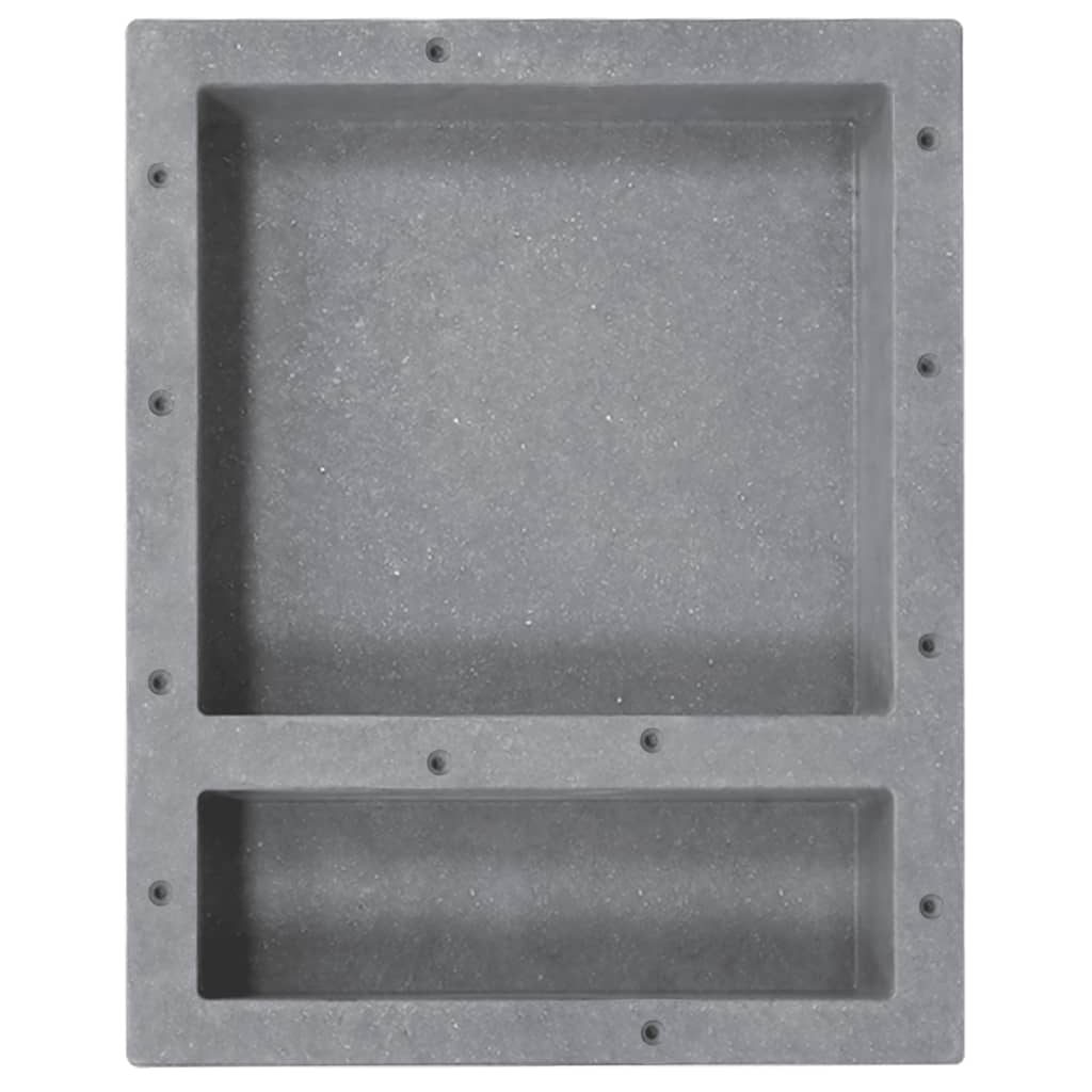 vidaXL Veggnisjer til dusj med 2 rom matt grå 41x51x10 cm