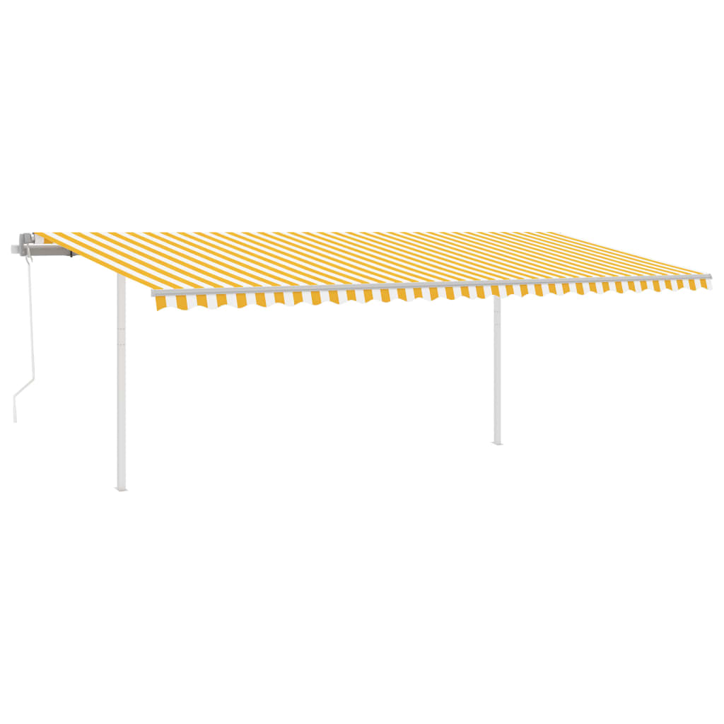 vidaXL Automatisk uttrekkbar markise med stolper 6x3 m gul og hvit