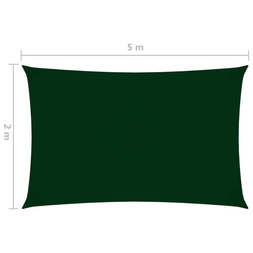 vidaXL Solseil oxfordstoff rektangulær 2x5 m mørkegrønn