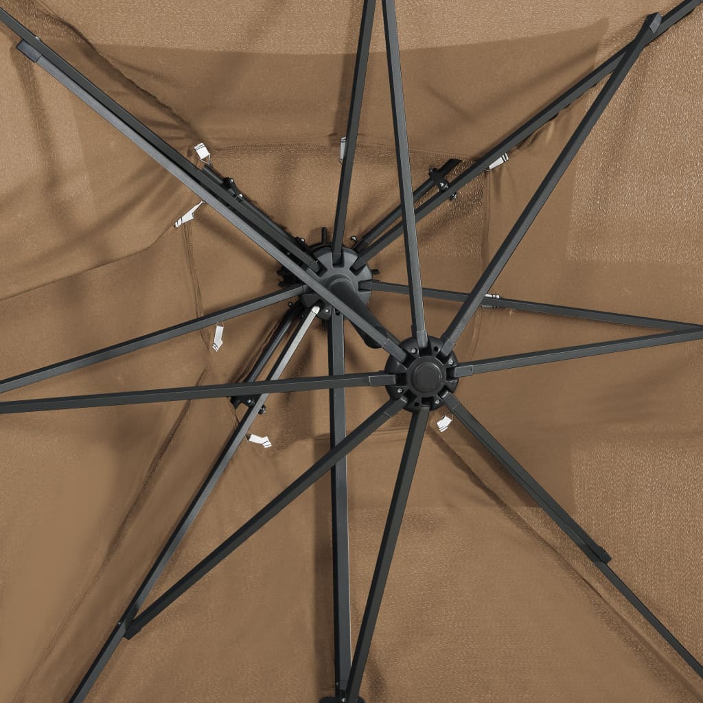 vidaXL Hengeparasoll med dobbel topp 250x250 cm gråbrun