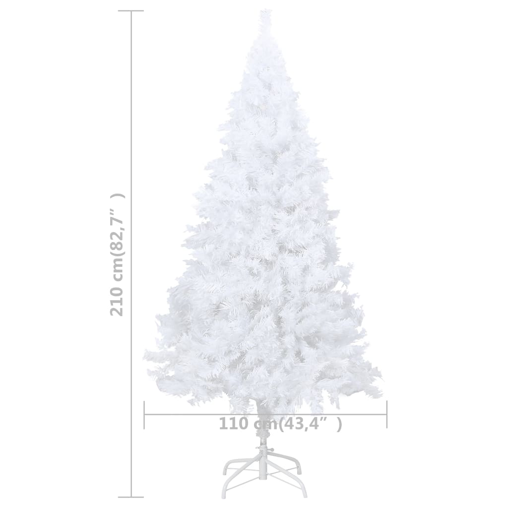 vidaXL Forhåndsbelyst kunstig juletre med tykke grener hvit 210 cm